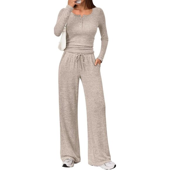 Other - Women's Lounge Set Cotton Blend Large Casual Wide Leg Sweater Pants